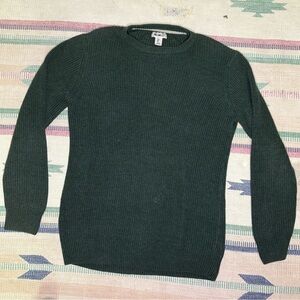 William Rast Green Knit Mens Large Sweater Crewneck Cotton Blend Chunky Oversize
